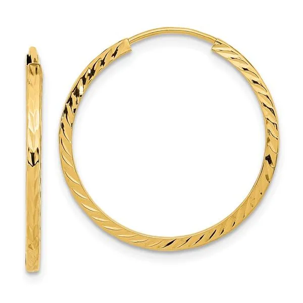 10K Diamond-cut Square Tube Endless Hoop Earrings 30mm Blocher Jewelers Ellwood City, PA