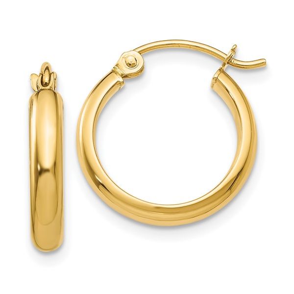 10K Yellow Gold Round Tube Hoop Earrings Blocher Jewelers Ellwood City, PA