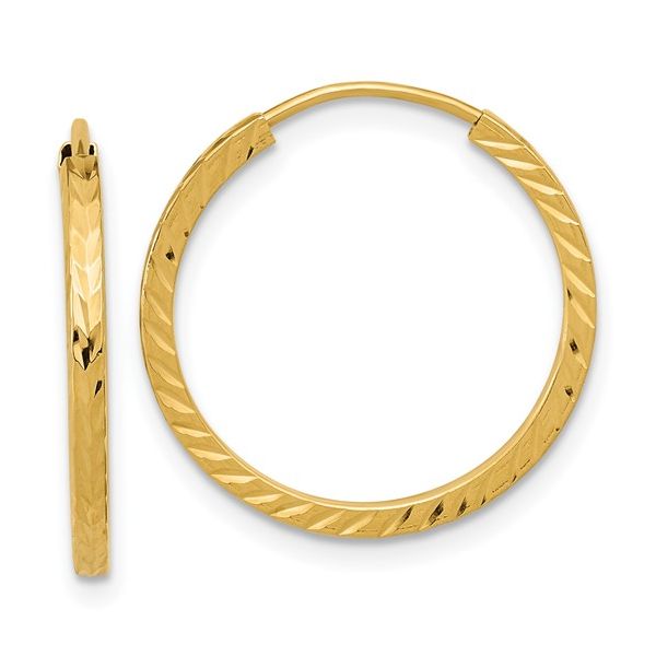 10K Diamond-cut Square Tube Endless Hoop Earrings 20mm Blocher Jewelers Ellwood City, PA