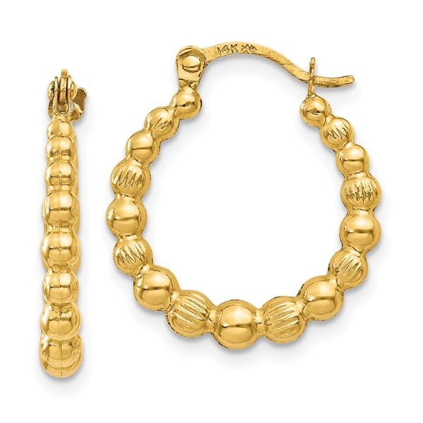 10K Beaded Hoop Earrings Blocher Jewelers Ellwood City, PA