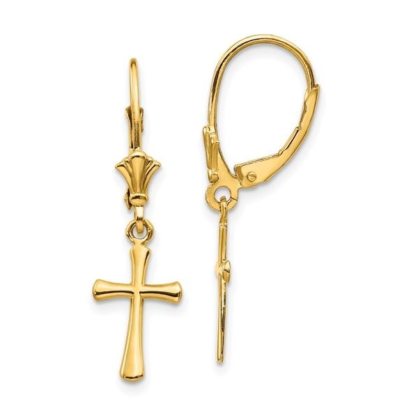 10K Yellow Gold Cross Leverback Earrings Blocher Jewelers Ellwood City, PA