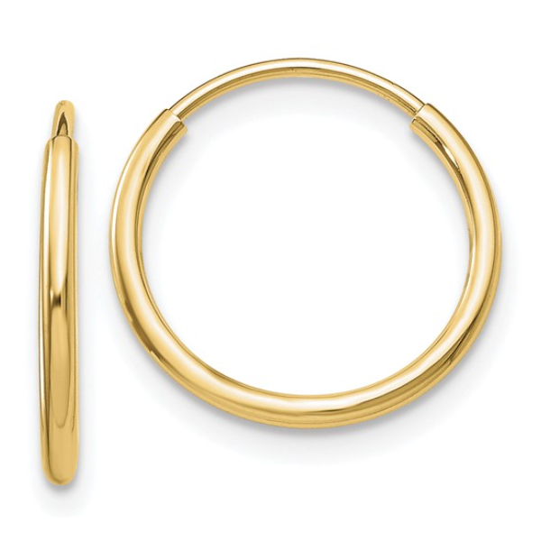 10K Polished Endless Tube Hoop Earrings Blocher Jewelers Ellwood City, PA