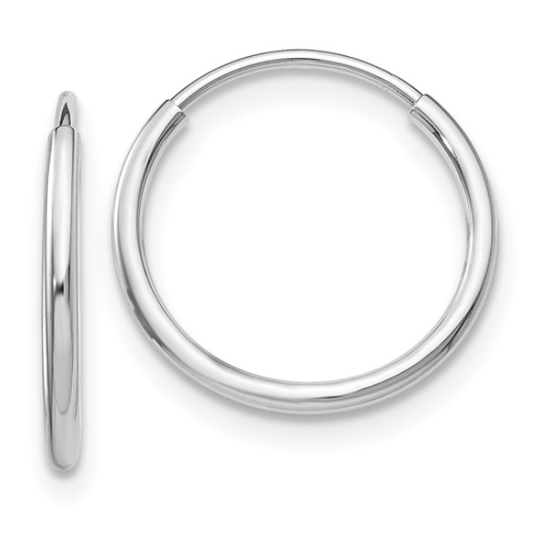 10K White Gold 1.2mm Endless Hoop Earrings Blocher Jewelers Ellwood City, PA