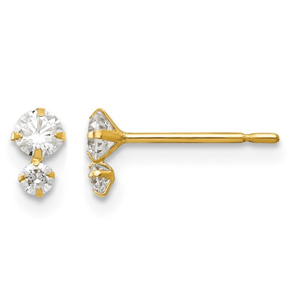 14K Madi K Stacked Two CZ Post Earrings Blocher Jewelers Ellwood City, PA