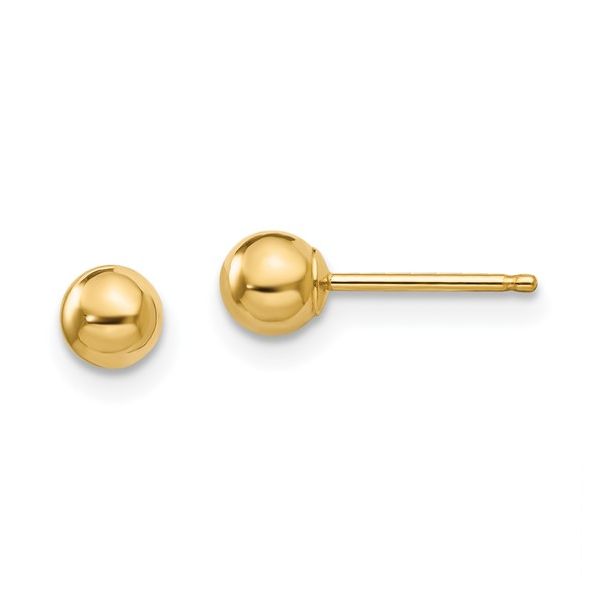 14K Yellow Gold Polished 4mm Ball Post Earrings Blocher Jewelers Ellwood City, PA