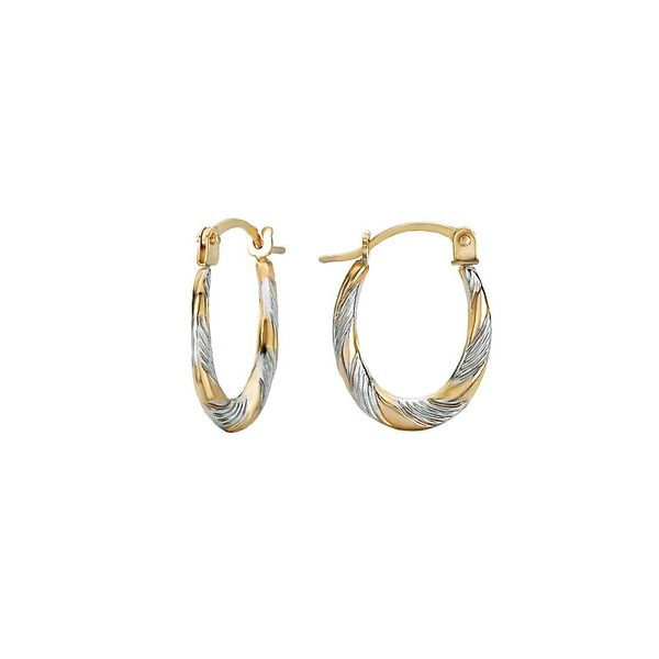 14K Two-Tone Swirl Hoop Earrings Blocher Jewelers Ellwood City, PA