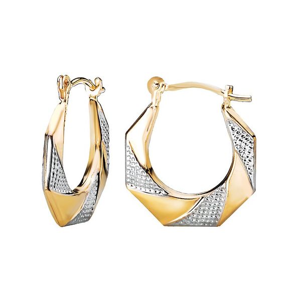 14K Two-Tone Octogon Shape Hoop Earrings Blocher Jewelers Ellwood City, PA