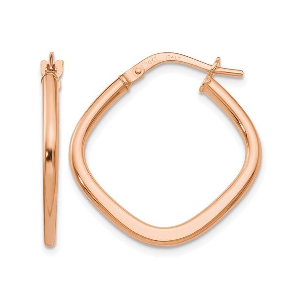 Leslie's 10K Rose Gold Polished Square Hoop Earrings Blocher Jewelers Ellwood City, PA