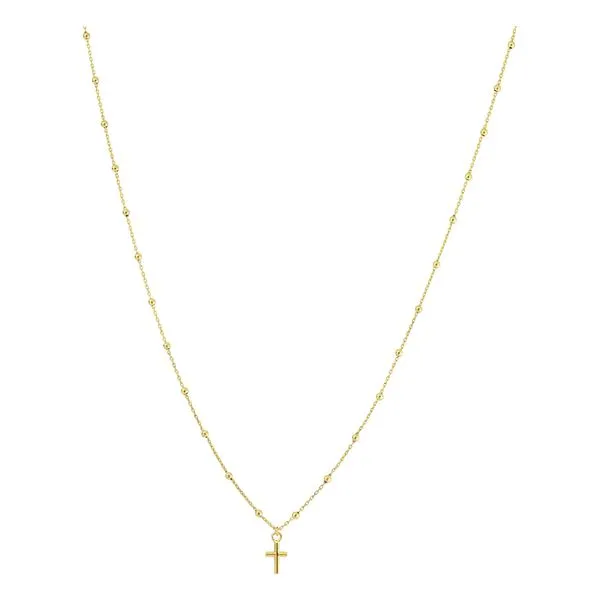 14K Yellow Gold Tiny Cross On Rosary Style Chain Blocher Jewelers Ellwood City, PA