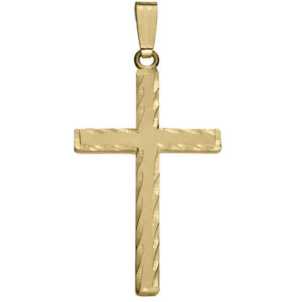 14K Gold Filled Cross, Florentine Finish, Hand Engraved, on a 20