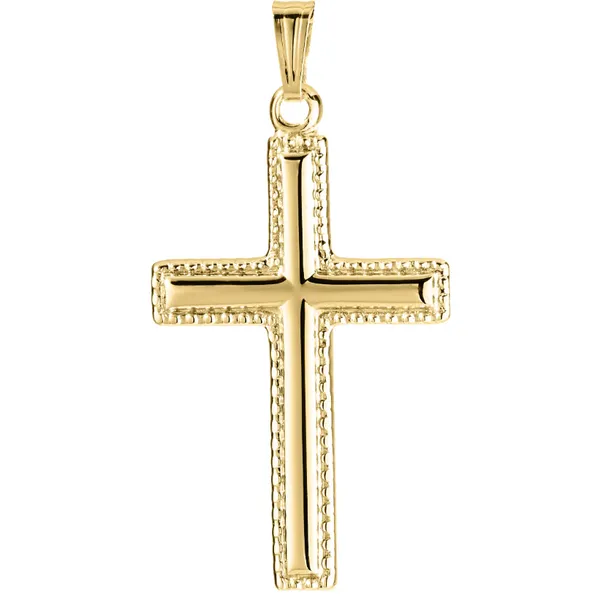 14K Gold Filled Cross Necklace, Beaded Edge, on a 20