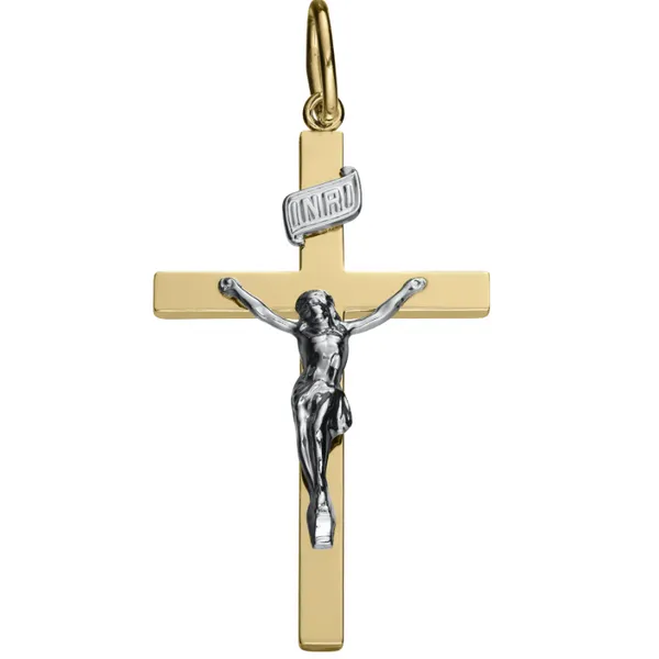 14K Gold Filled Two-Tone Crucifix Necklace, 24