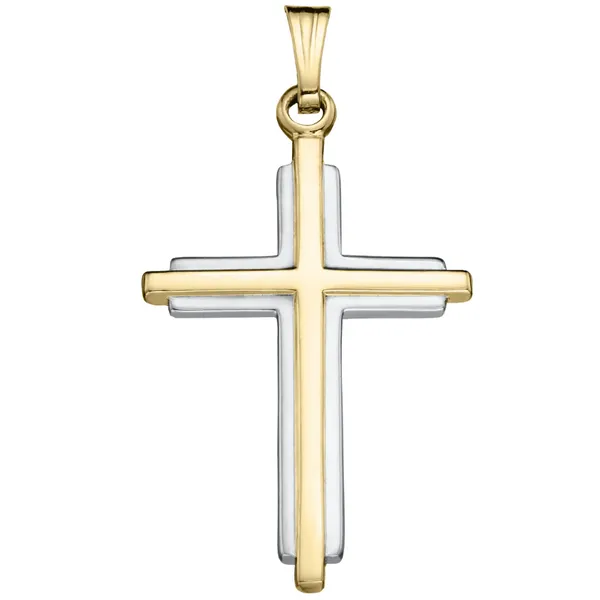 14K Gold Filled Two-Tone Cross Necklace, on a 18