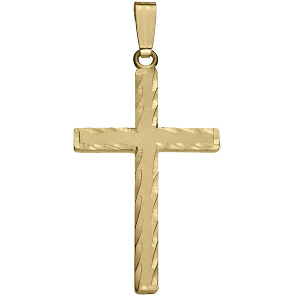 14K Gold Filled Cross, Florentine Finish, Hand Engraved, on a 20