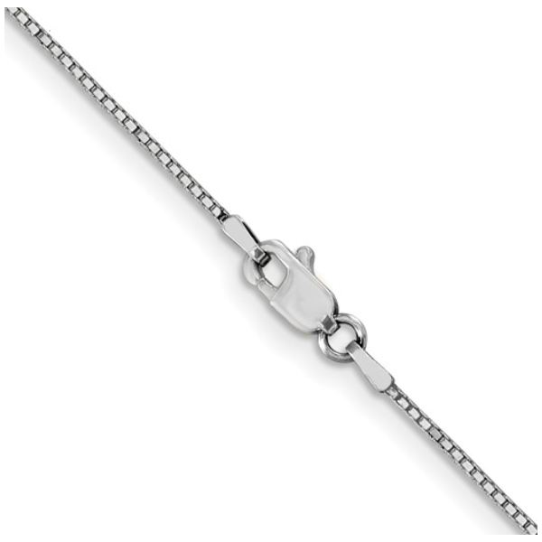 10K White Gold 0.9mm Box Chain 18