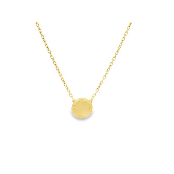 14K YG Disc Station Diamond Cut Cable Necklace 18