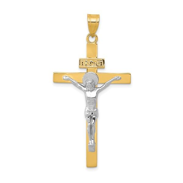 10K Two-tone INRI Crucifix Pendant Blocher Jewelers Ellwood City, PA