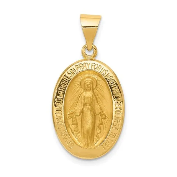 14Kt Hollow Polished And Satin Miraculous Medal Pendant Blocher Jewelers Ellwood City, PA