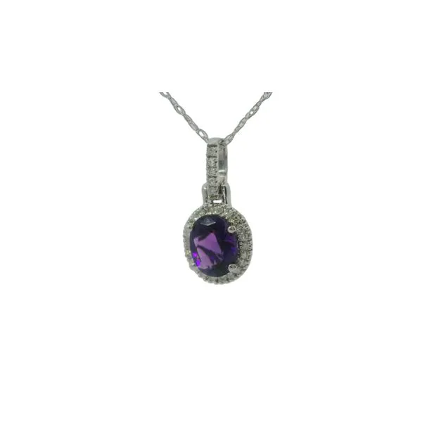 14KT White Gold Amethyst Pendant on 18 Inch White Gold Chain Blocher Jewelers Ellwood City, PA