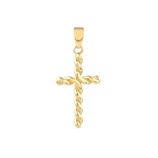 14K Yellow Gold Small Twist Cross Pendant Blocher Jewelers Ellwood City, PA