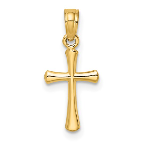 14K Polished Beveled Cross with RoundTtips Charm Blocher Jewelers Ellwood City, PA