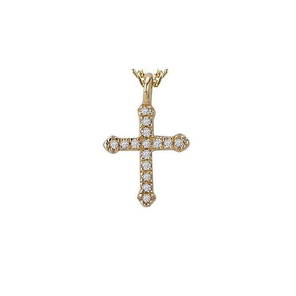 14K YG 0.03ctw Petite Diamond Cross Pendant Blocher Jewelers Ellwood City, PA