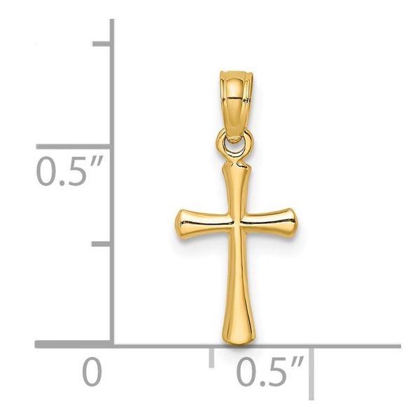 14K Polished Beveled Cross with RoundTtips Charm Blocher Jewelers Ellwood City, PA