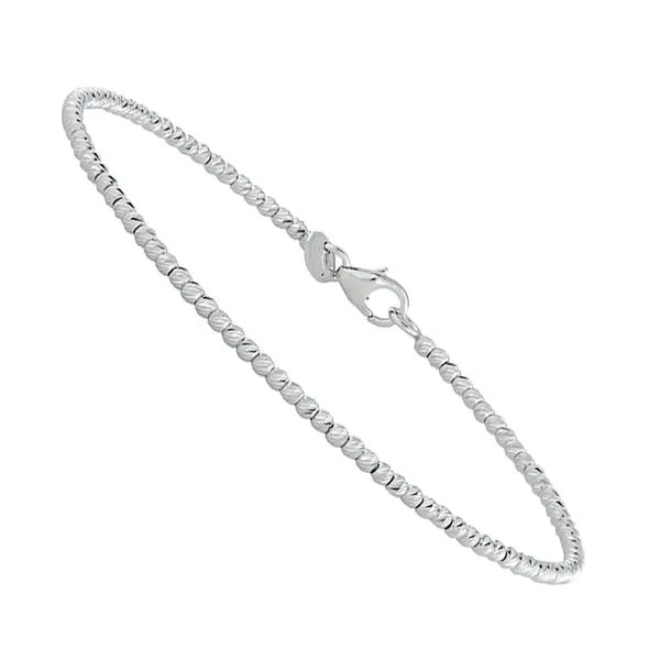 14K White Gold Diamond Cut Bead Cuff Blocher Jewelers Ellwood City, PA