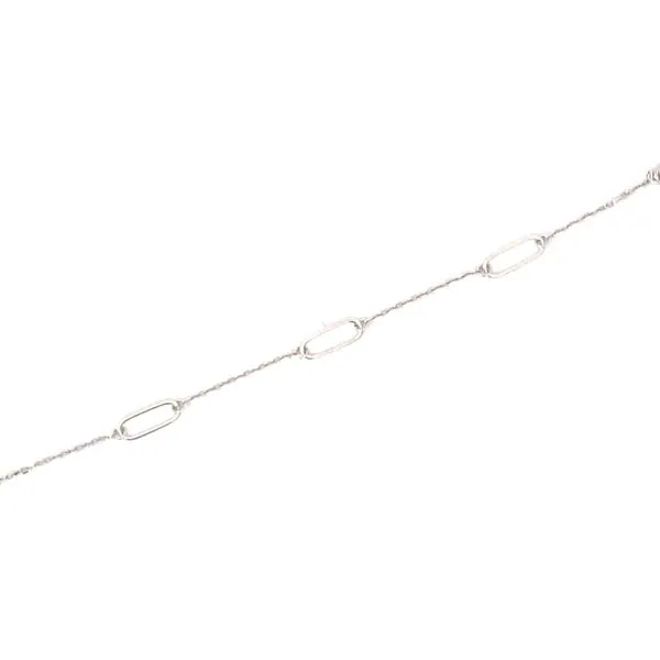14K White Gold Open Link Cable Station Bracelet Blocher Jewelers Ellwood City, PA