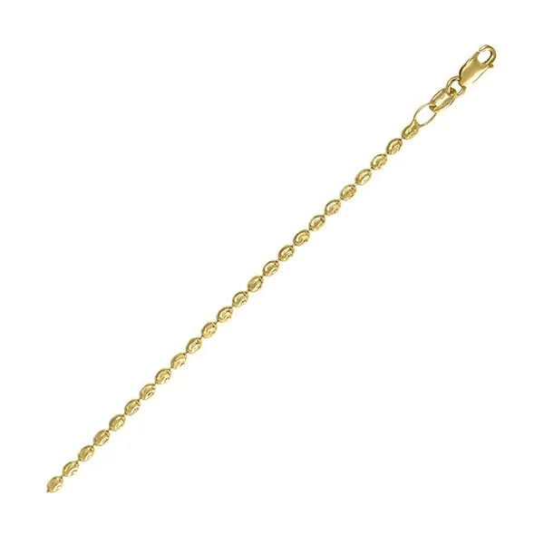 14K Yellow Gold Diamond Cut Oval Bead Chain Bracelet Blocher Jewelers Ellwood City, PA