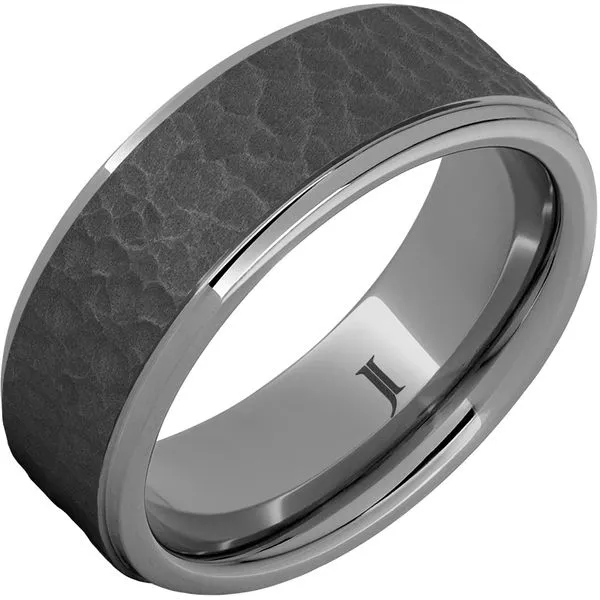 Rugged Tungsten™ Flat Grooved Edge Band with Moon Sandblast Finish Blocher Jewelers Ellwood City, PA