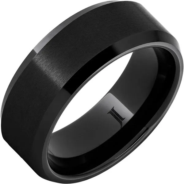 Black Diamond Ceramic Satin Ring with Polished Beveled Edges Blocher Jewelers Ellwood City, PA