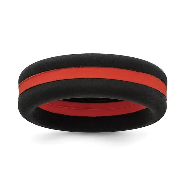 Silicone Black with Red Line Center Flat Band Blocher Jewelers Ellwood City, PA