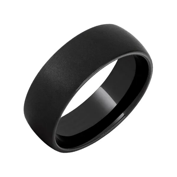Black Diamond Ceramic Domed Band with Sandblast Finish Blocher Jewelers Ellwood City, PA