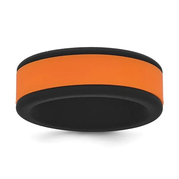 Black Silicone 8mm Ring with Orange Removable Center Size 12 Blocher Jewelers Ellwood City, PA