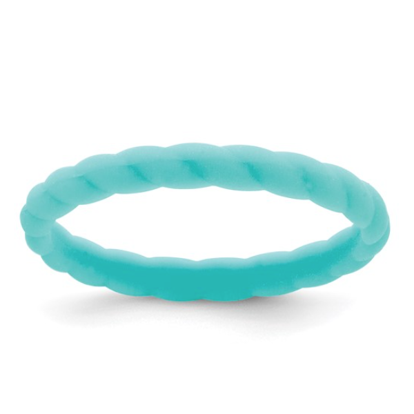 Silicone Aqua Blue 3mm Braided Band Size 7 Blocher Jewelers Ellwood City, PA