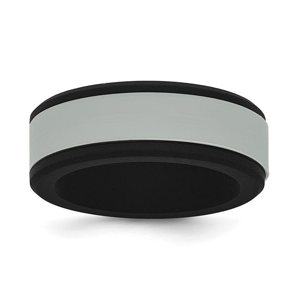 Black Silicone 8mm Ring with Grey Removable Center Size 11 Blocher Jewelers Ellwood City, PA