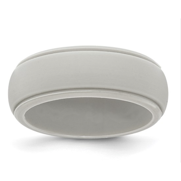 Silicone Grey 8mm Ridged Edge Band Size 10 Blocher Jewelers Ellwood City, PA