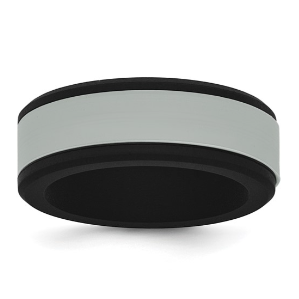 Silicone Black with Removable Grey Center 8mm Band Size 10 Blocher Jewelers Ellwood City, PA