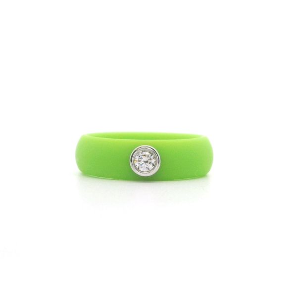 Lime Green Colorless CZ Silicone Ring Size 6 Blocher Jewelers Ellwood City, PA