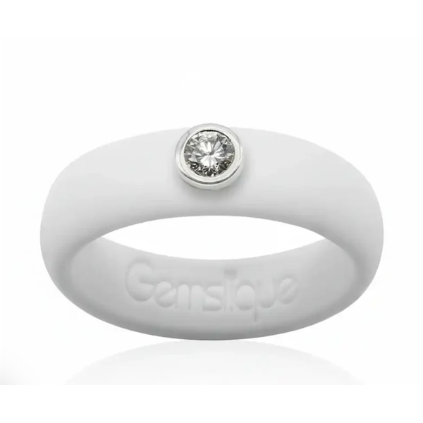 White Colorless CZ Silicone Ring Size 7 Blocher Jewelers Ellwood City, PA