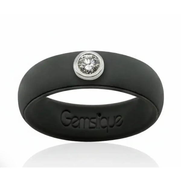 Stone Grey Colorless CZ Silicone Ring Size 7 Blocher Jewelers Ellwood City, PA