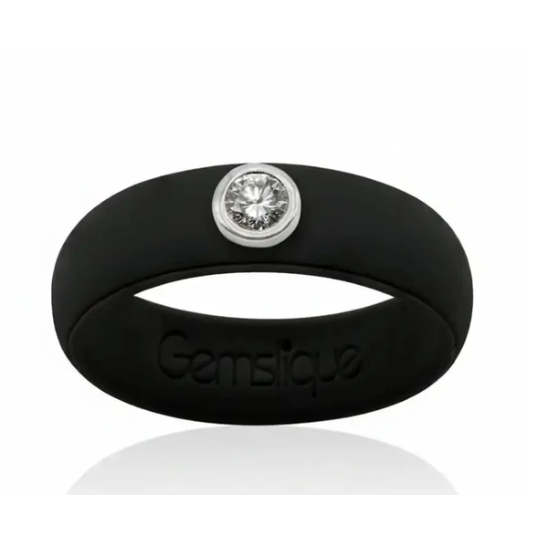 Black Colorless CZ Silicone Ring Size 8 Blocher Jewelers Ellwood City, PA