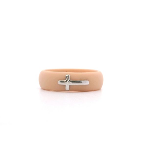 Nude Sterling Silver Cross Silicone Ring Size 6 Blocher Jewelers Ellwood City, PA