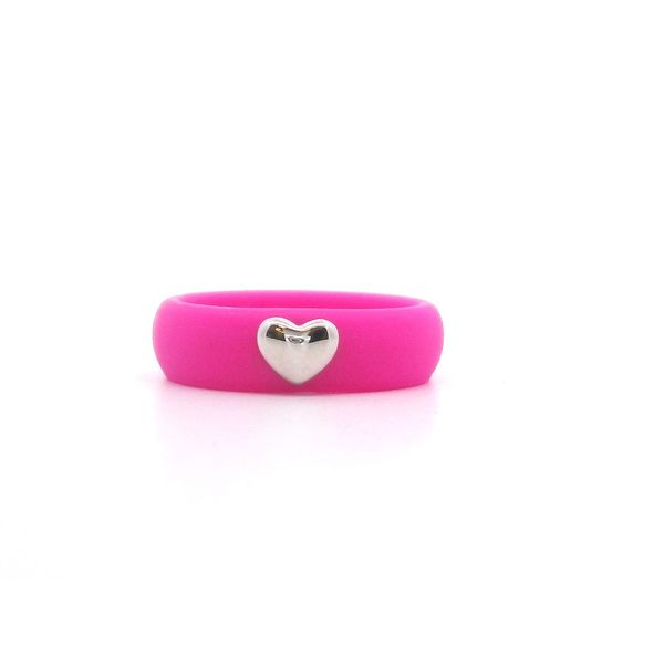 Electric Orchid Sterling Silver Puffy Heart Silicone Ring Size 6 Blocher Jewelers Ellwood City, PA
