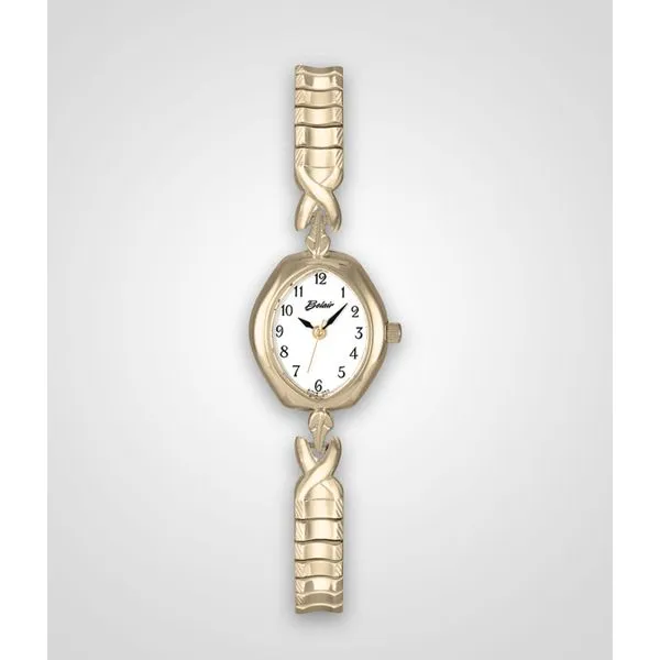 Blocher Swiss Yellow-tone Expansion Band with White Dial Blocher Jewelers Ellwood City, PA