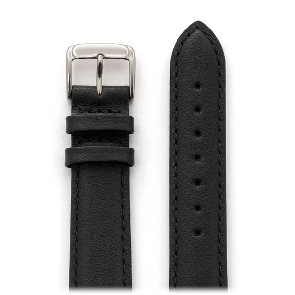 20mm Black Men's Stitched Calfskin Leather Band with Silver and Gold Buckles Blocher Jewelers Ellwood City, PA