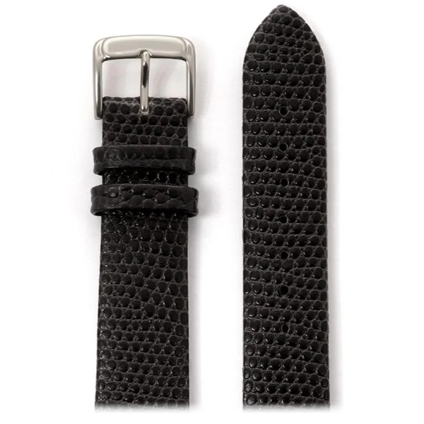 18mm Men's Black Lizard Grain Leather Band 7.7