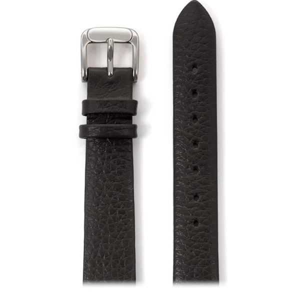 12mm Ladies' Black Fine Cowhide Grain Leather Band 7.2