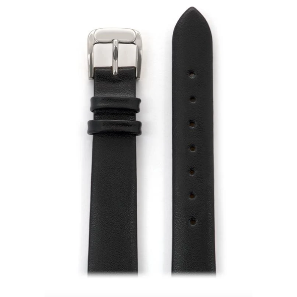 14mm Ladies' Black Calfskin Leather Band 7.2